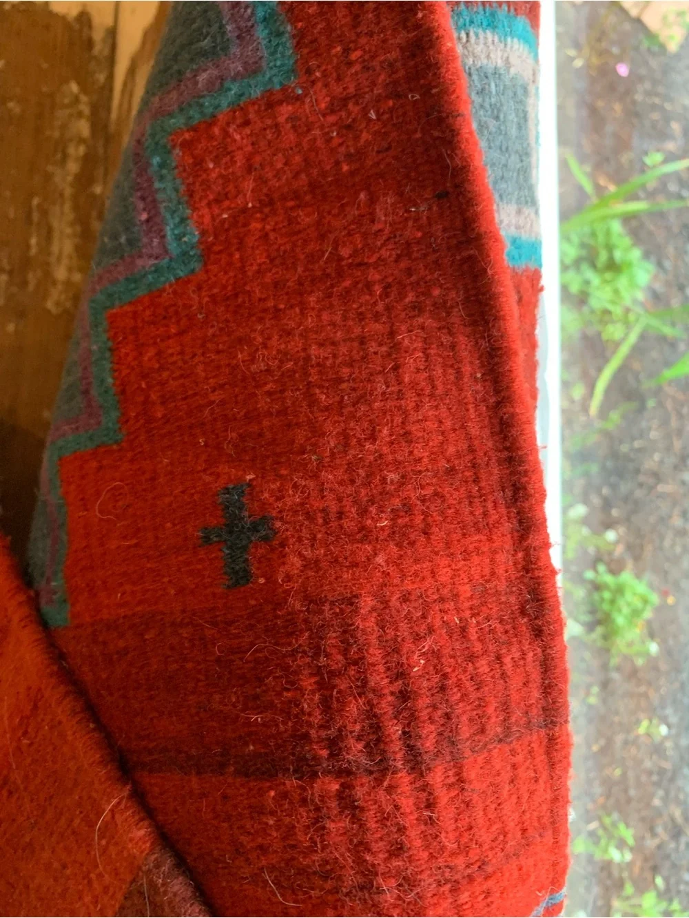 Handwoven Red Southwestern Runner Rug with Geometric Pattern